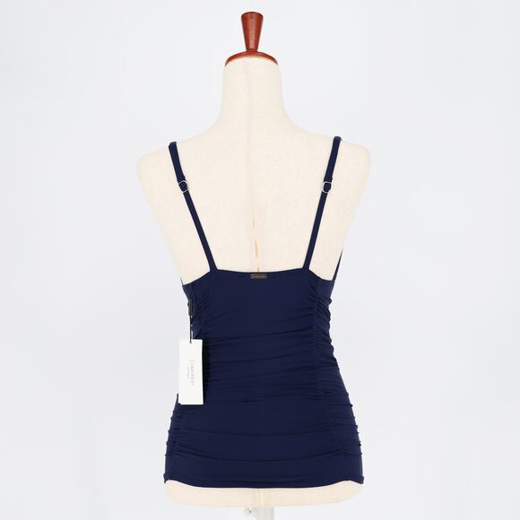 Calvin Klein Women Navy Stretch Tummy Control Ruched Swimwear Tankini Top Size S - Picture 4 of 6